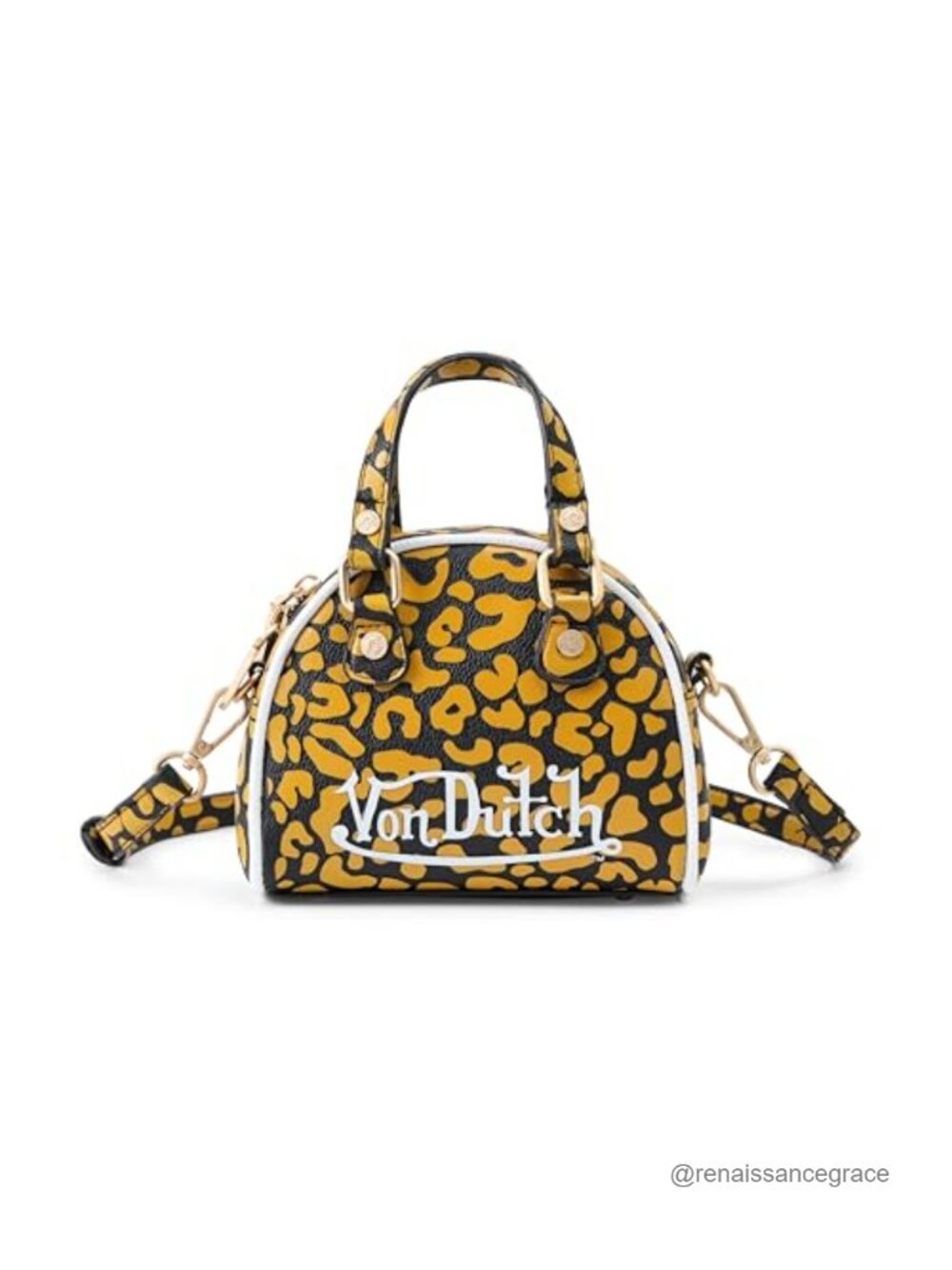 Mini Bowling Bag Vegan Leather Cheetah Print Top-Handle Crossbody